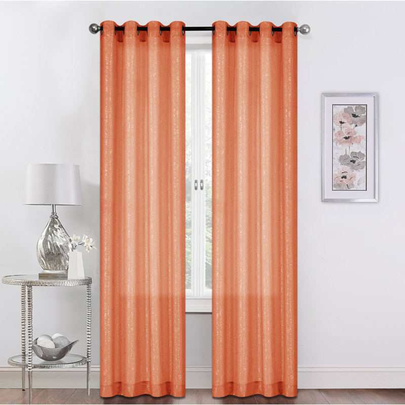 Hananiah Sheer Curtain Pair, Spice