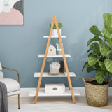 Solid Bamboo Wood Oxford “A”Frame Ladder Display Bookshelf