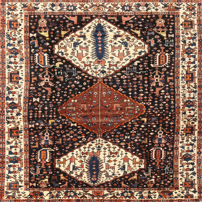Tapis noir/jaune clair/orange Tammo, Carré 5 pi