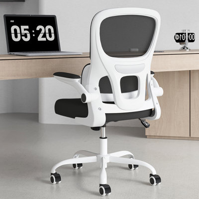 Ergonomic Mesh Office Chair With Lumbar Support - Flip-up Armrests, Rolling Wheels For Home/study/office (350lbs Capacity)