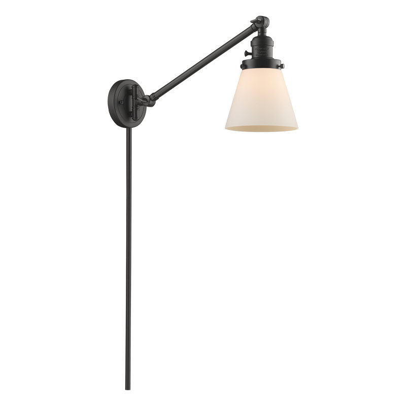 Pelkey Swing Arm Sconce, Oil Rubbed Bronze, Matte White Cased, 60 Watt Vintage Incandescent Bulb