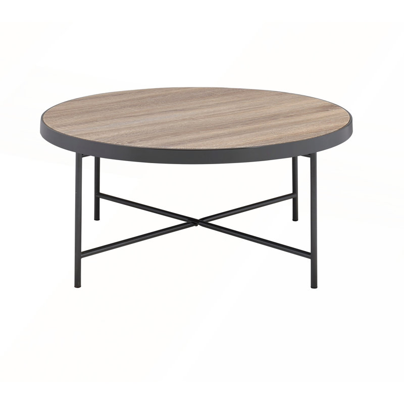 Table basse ronde de style industriel avec support en métal