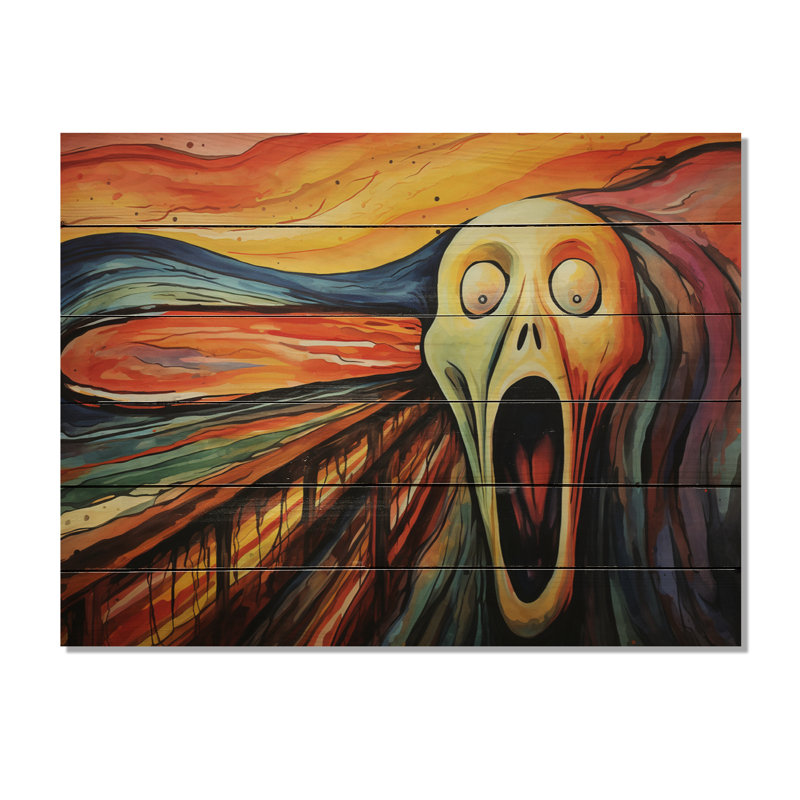Chef-d'œuvre The Scream par Edvard I sur impression sur bois, H 10 po x l 20 po x P 0,78 po