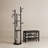 Rotating Solid Wood Coat Rack with 3 Storage Shelves & 9 Hooks-146259248