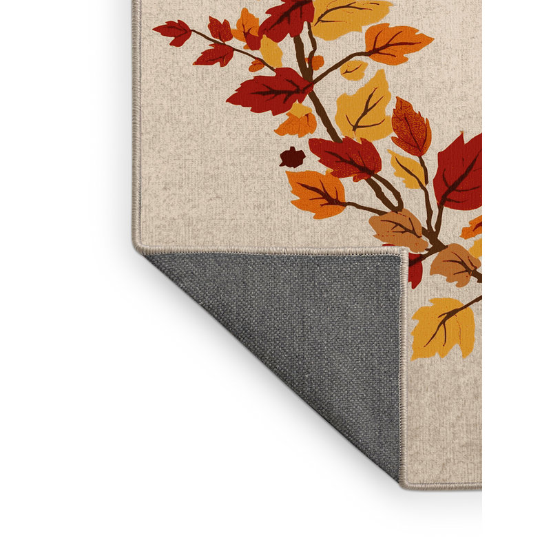 Soft Plush Feemster Halloween Modern & Contemporary Abstract Area Rug in Beige – Beige Binding, 5x8