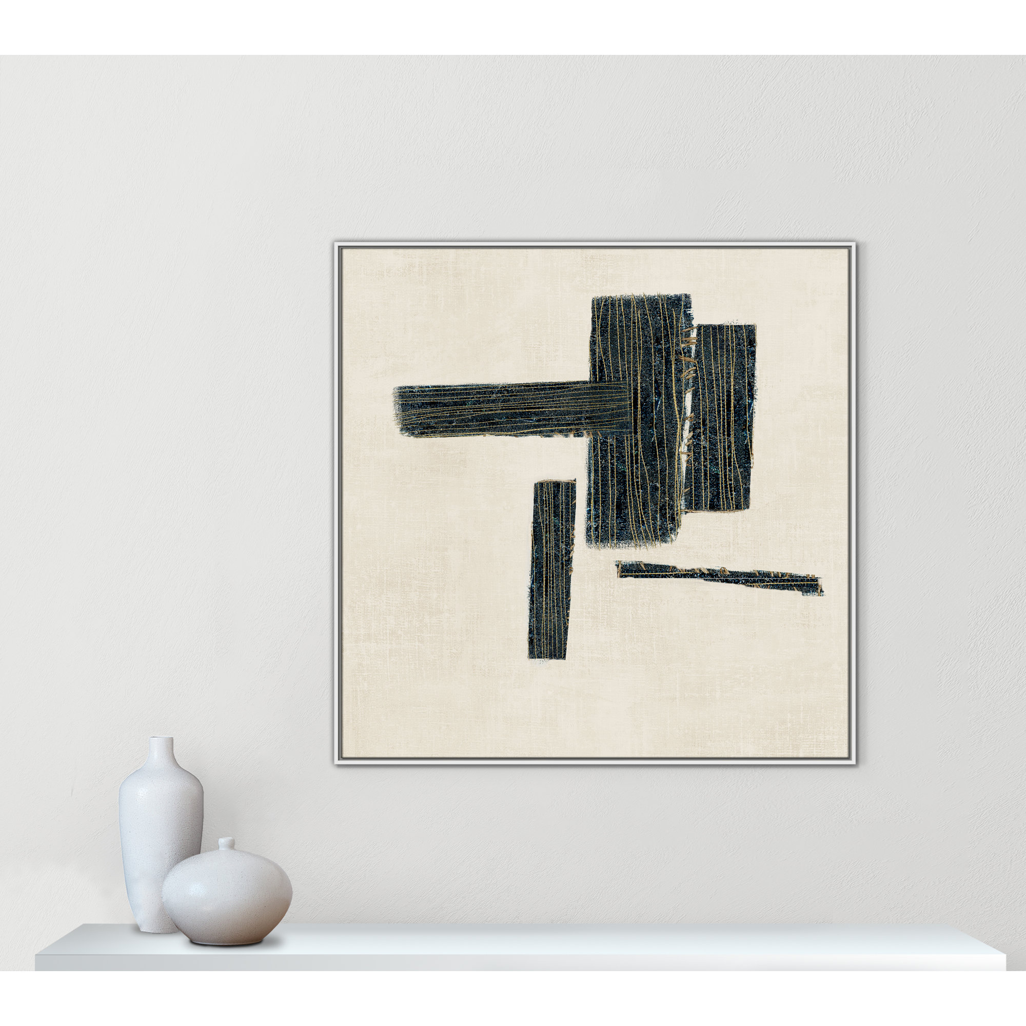 Stiched II Print by , 46.5" H x 46.5" W, White