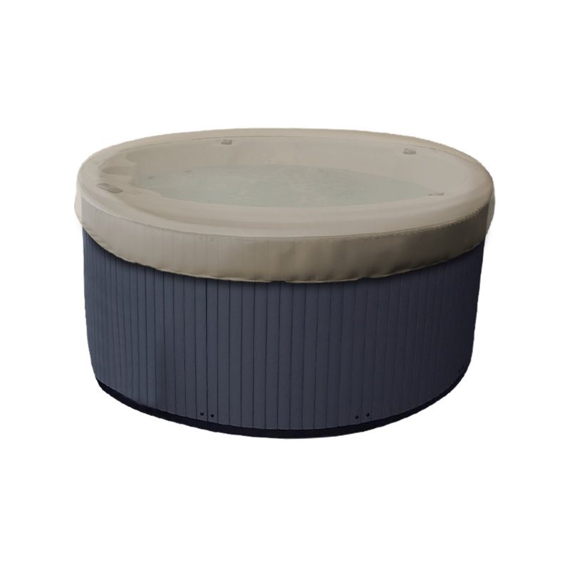 Heavy-Duty Outdoor Waterproof Round Hot Tub Cover, Patio UV Protected Spa Cover, Beige, 35.6cm H x 228.6cm W x 228.6cm D