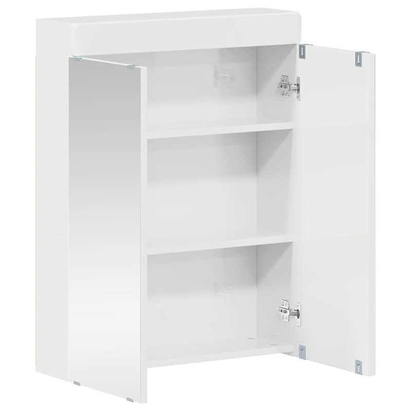 W H Wall Mounted Required Medicine Cabinet Mirror, Smoked Oak, 55cm H x 80cm W x 17cm D