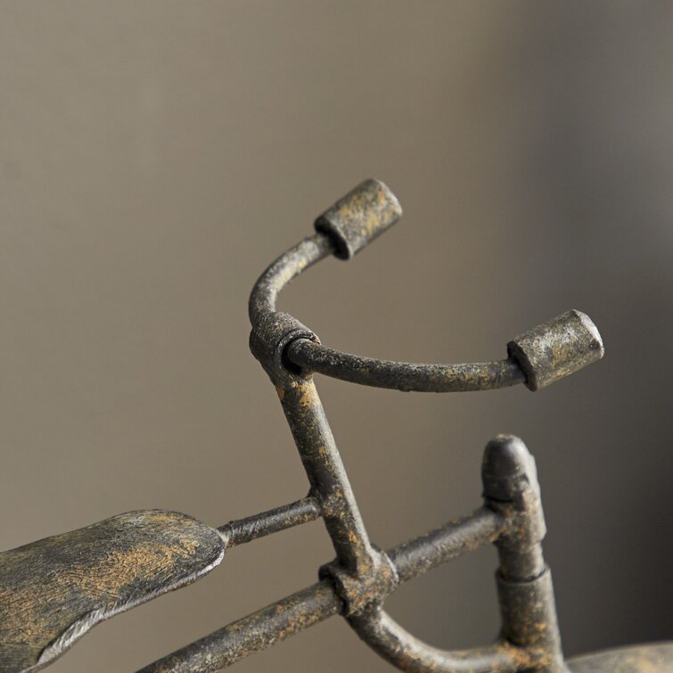 Textured Iron and Fir Decorative Bicycle Sculpture