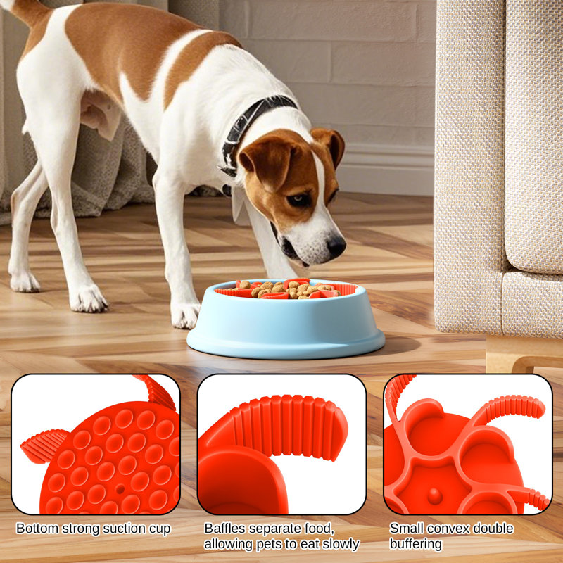 Pet Slow Feeder Bowl Anti-Skid Slow Feeder, Orange