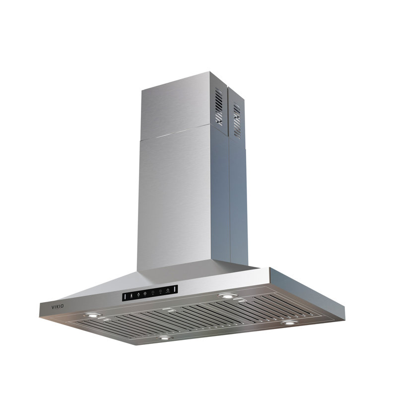 VIKIO 36" 500 CFM Convertible Island Range Hood with 4 LED Lights ,Gesture Control and Carbon Filters, Stainless Steel, 36"