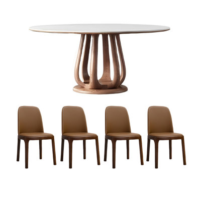 Nordic round rock plate dining table and chair set