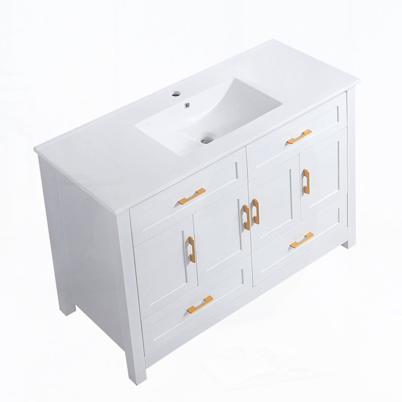 Meuble-lavabo 48 po avec lavabo en céramique, Blanc