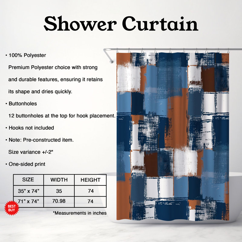 Rideau de douche Sky Sienna, H 74 po x l 71 po