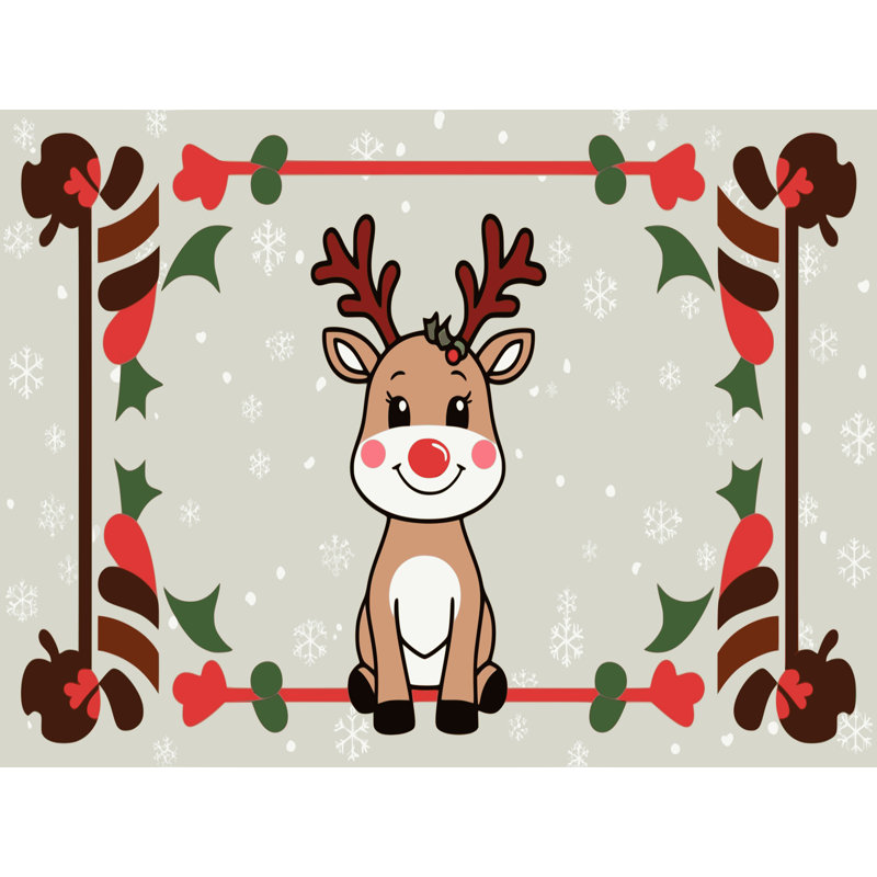 Tapis de vacances d'hiver de Noël lavable The Holiday Aisle®, Rectangulaire 3 pi x 5 pi