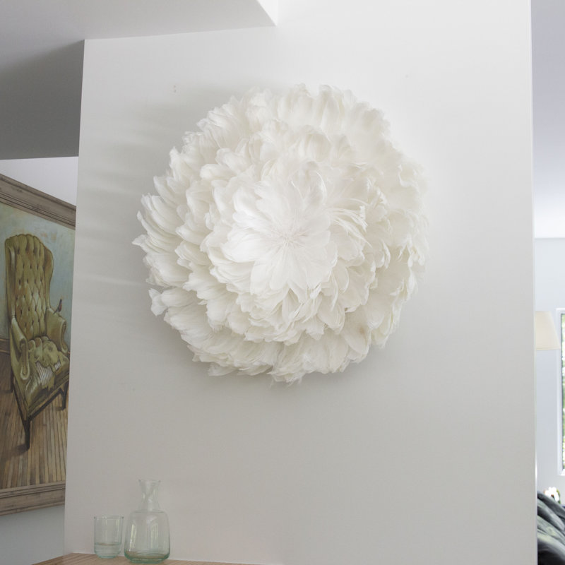 Décoration murale Juju Hat Feather, Blanc, H 28 po x l 28 po x P 4 po