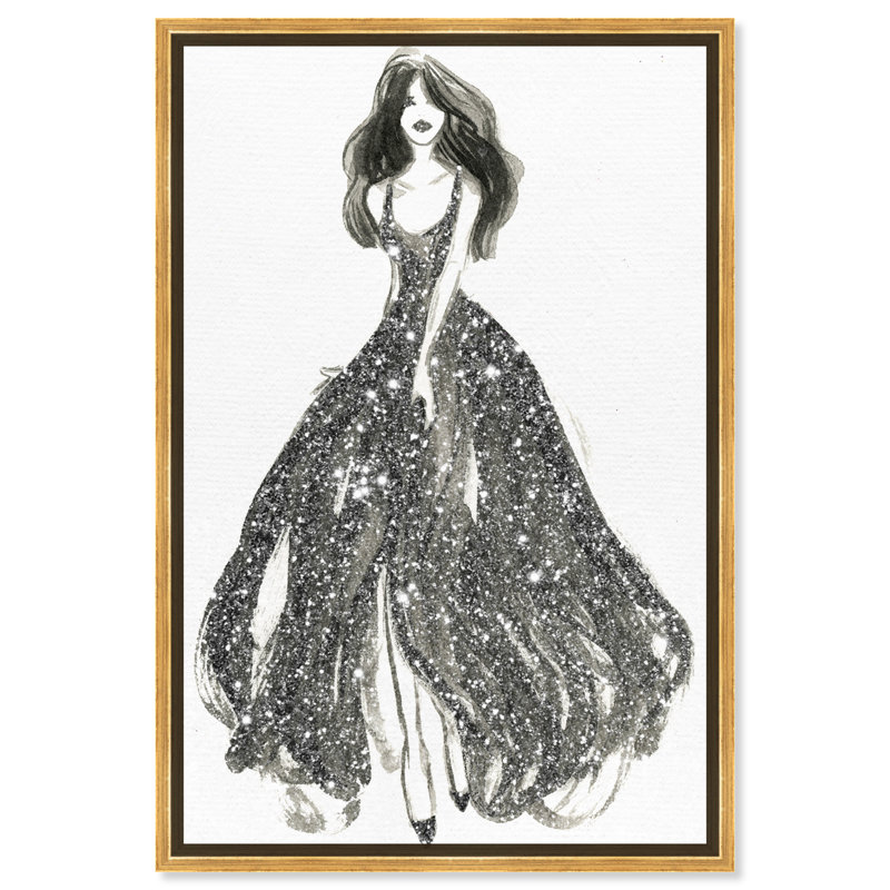 «Elegant Dress Flow II», reproduction de dessin, H 45 po x l 30 po, Toile avec cadre doré