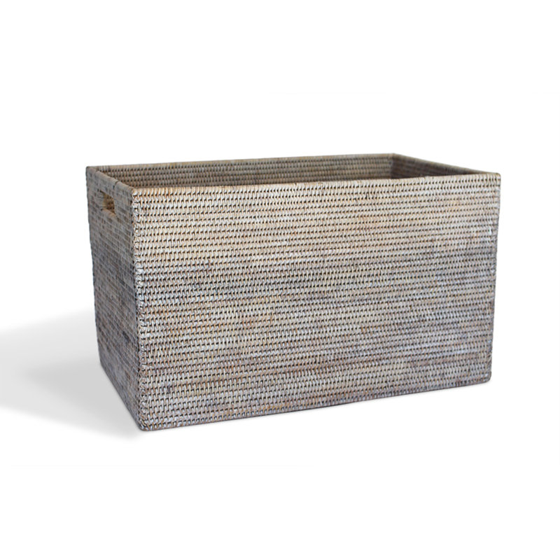 Rectangular Laundry Basket, White Wash