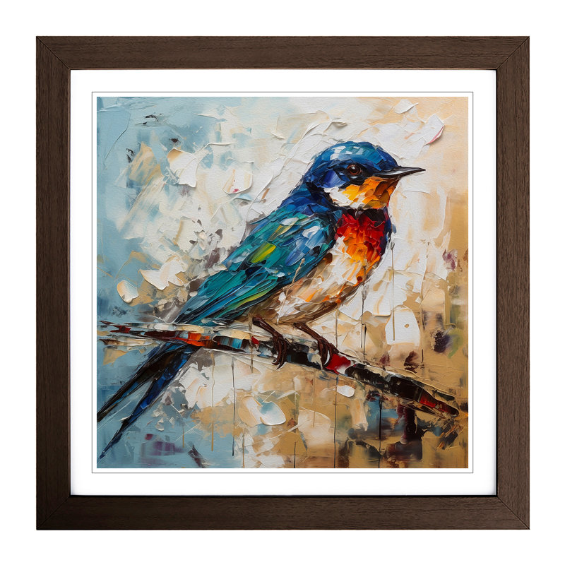 Swallow Palette Knife Painting No.1 - Framed Print, Walnut