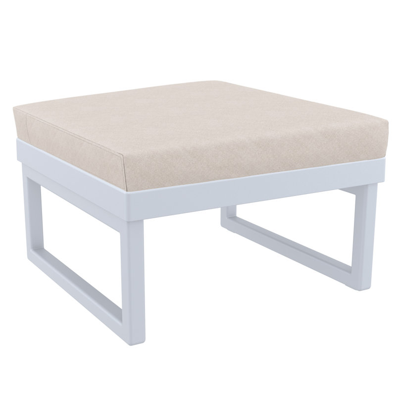 Repose-pieds d'extérieur avec coussin Lane, Argenté / Gris, Toile lin Sunbrella®
