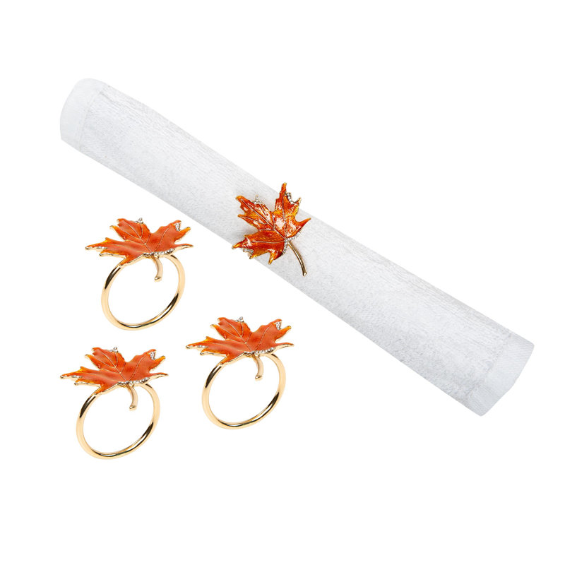 Maple Leaf Napkin Ring Set of 4