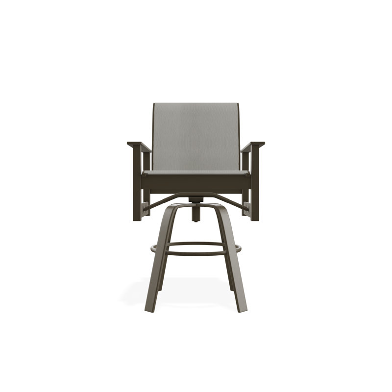 Fauteuil pivotant à hauteur de barre en polymère de qualité marine Leeward Sling, Bois de plage, Huître Augustine, 30"