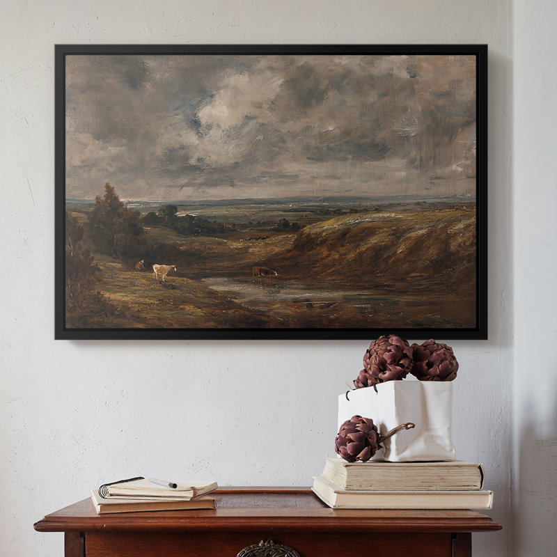Hampstead Heath, 1825 - John Constable, toile tendue avec châssis, 16 x 24, Noyer