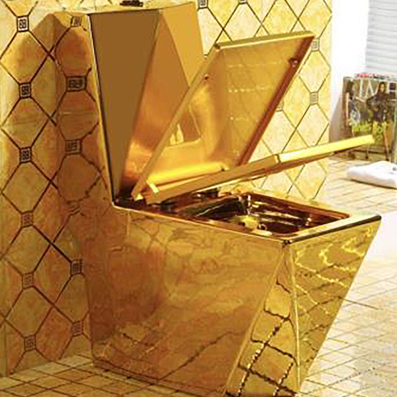 Toilette allongée monopièce à double chasse (siège inclus), Golden
