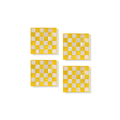 Ensemble de sous-verres en résine Citrine Checker