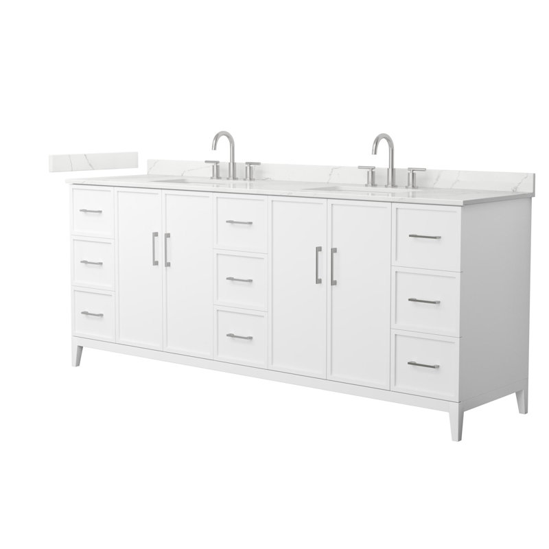 Elan 84'' W Vanity, Brushed Nickel, 8" Center, White