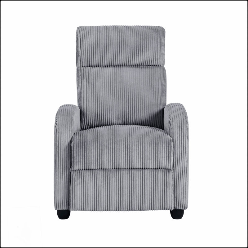 Fauteuil inclinable moderne avec dossier en velours côtelé et structure en bois massif pour un salon confortable, Gris foncé