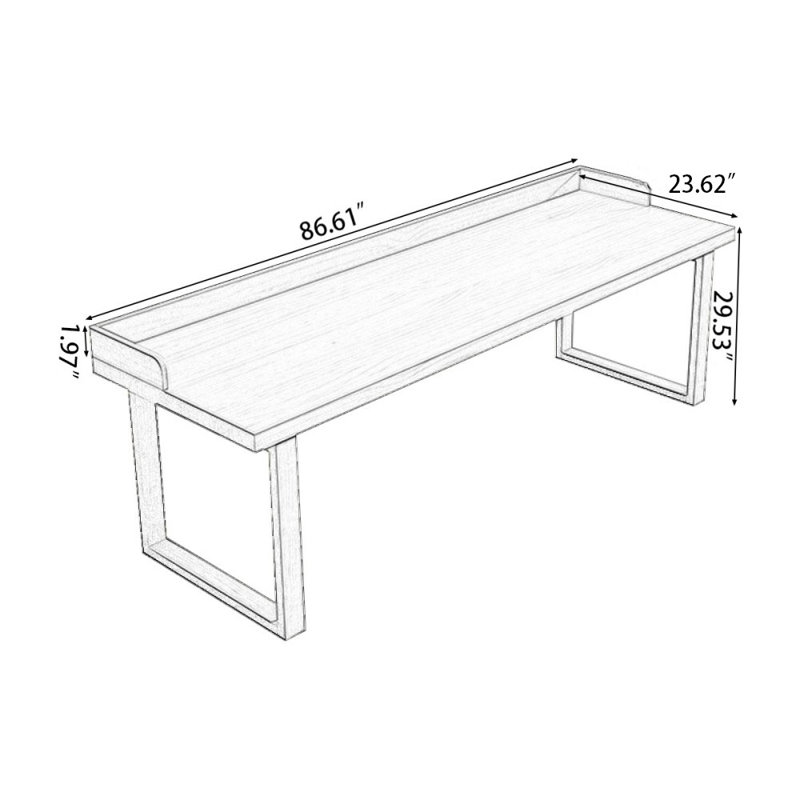 Bureaux rectangulaires en bois massif brun, H 29,53 po x l 86,61 po x P 23,62 po