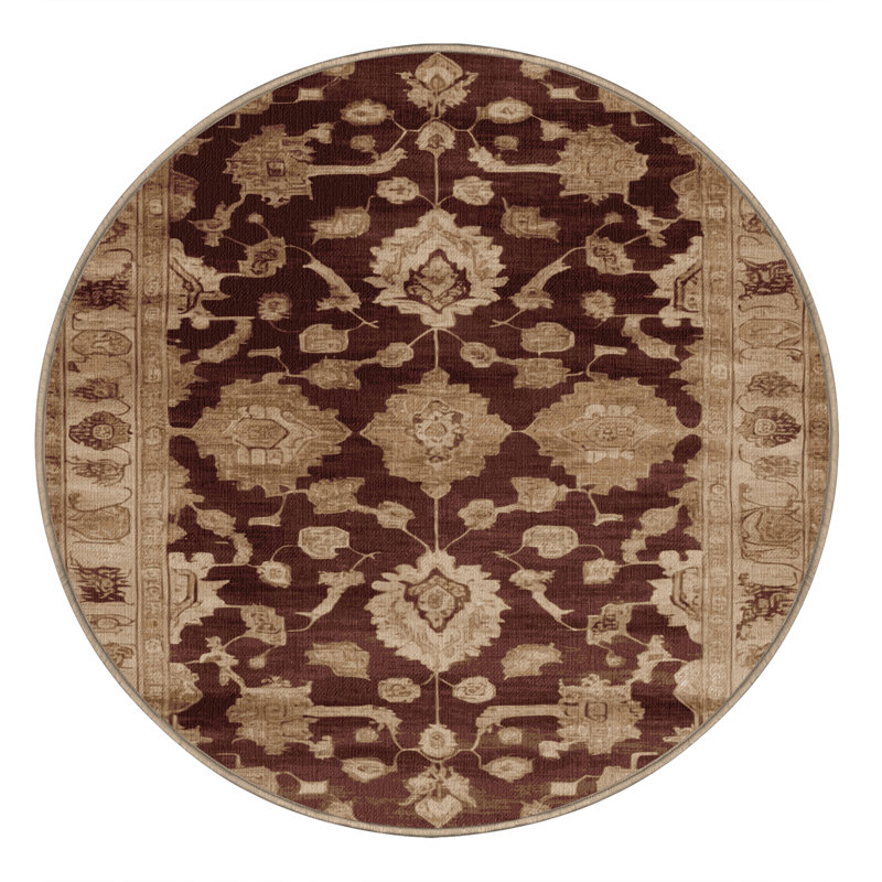 Tapis brun lavable à la machine, Rond 4 pi