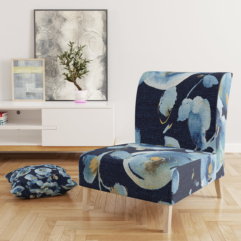Indigold Metallic Flower Pattern - Floral Upholstered Slipper Chair