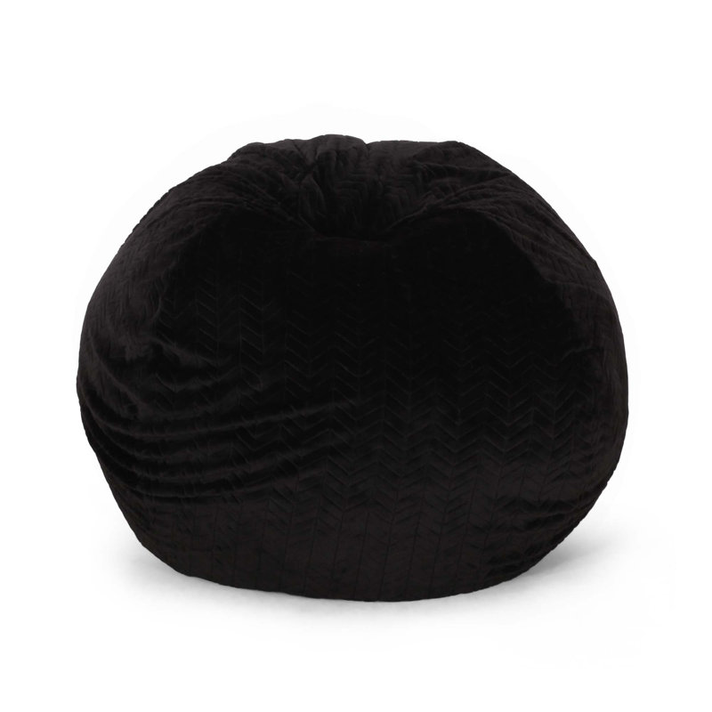 Petit fauteuil à billes arrondi en fausse fourrure de 5 pieds, Similifourrure noire
