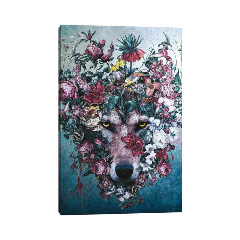 Flower Wolf II by Riza Peker - Print on Canvas, Wrapped Canvas, 101.6cm H x 66.04cm W x 3.81cm D