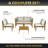4-Piece Acacia Wood Deep Seating With Rope Designs Outdoor Patio Conversation Set with White Cushions