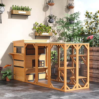 Kitten , 3-story Outdoor House, Raised Floor, Asphalt Roof, Convenient For Pets Cat House: With Escape Doors, Jumping Platforms Cats