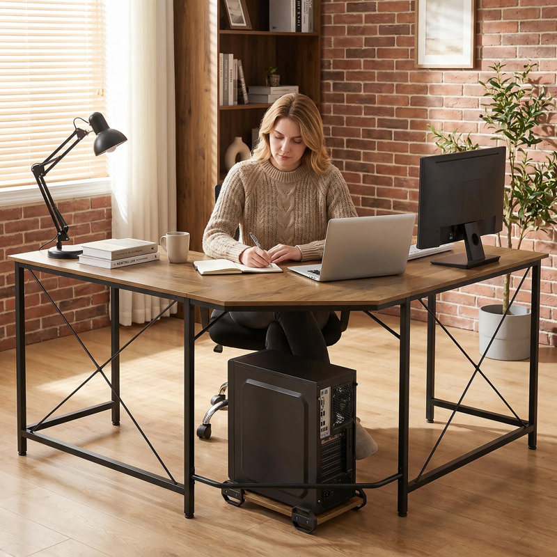 L-Shaped Steel Computer Desk