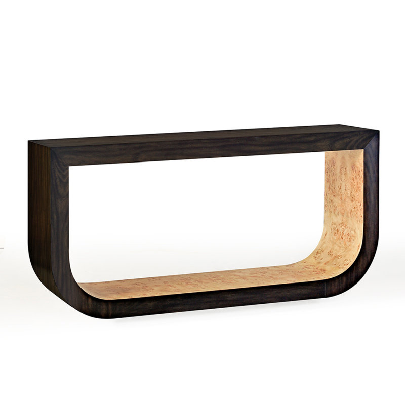 Carter 68'' W Console Table, Black/Natural Burl