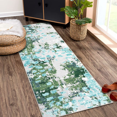 Tapis moderne et coloré abstrait, tapis lavable pour chambre à coucher et salon