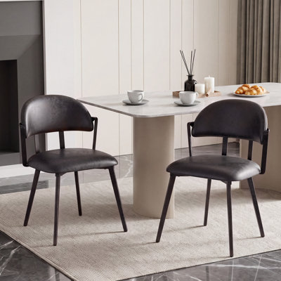 Modern Dining Chairs, Upholstered Dining Room Chair with Curved Backrest