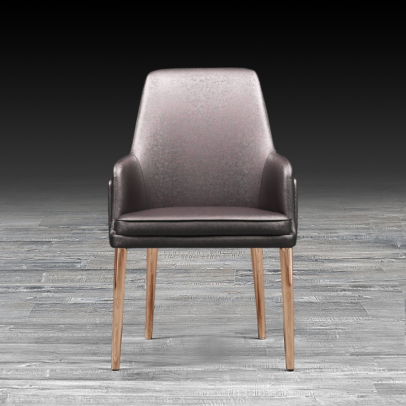 Labbe 18.5'' H Faux Leather Upholstered Armchair, Brown/Gold
