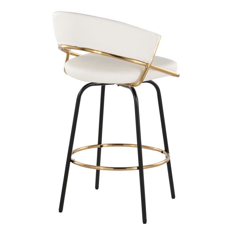 Contemporary Counter Stool, Siège beige / cadre noir / doré