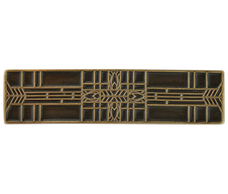 Antique Brass Arts and Crafts Bar Pull with Intricate Design