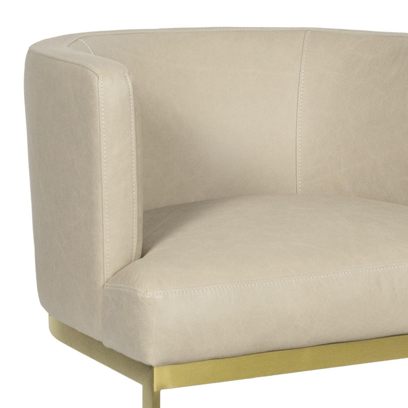 Owen Leather Dining Chair (Modern Black), Ivory