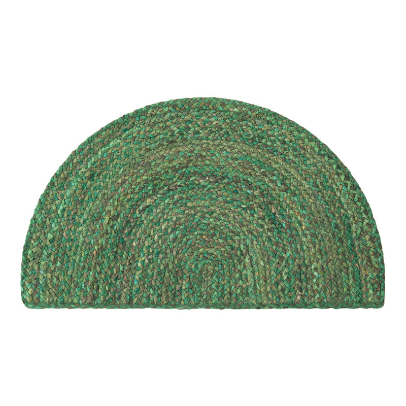 Tapis vert en coton tressé à la main Awena, Foyer 2 pi 2 po x 3 pi 7 po
