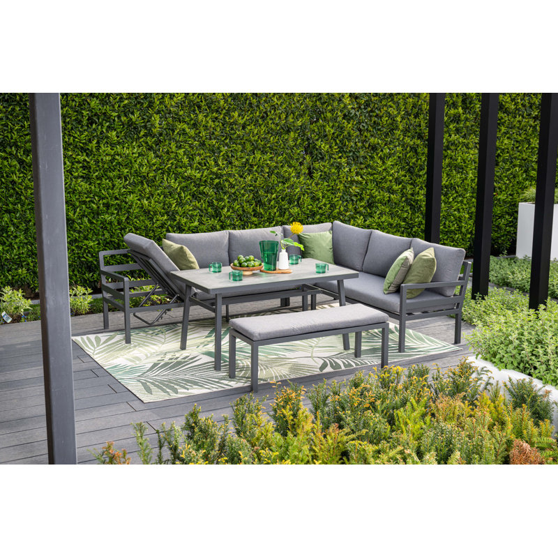 Audyn Wicker 7 - Person Garden Lounge Set with Cushions, Grey, Right