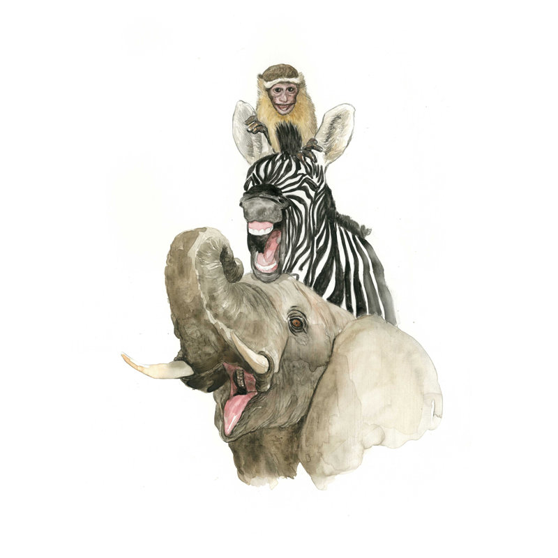 Les animaux à la main - peinture sur toile tendue, H 32 po x l 24 po