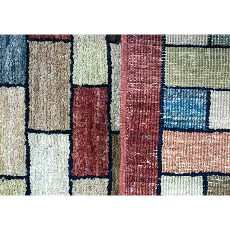 Hand-Knotted High-Quality Beige, Blue, and Rust Area Rug